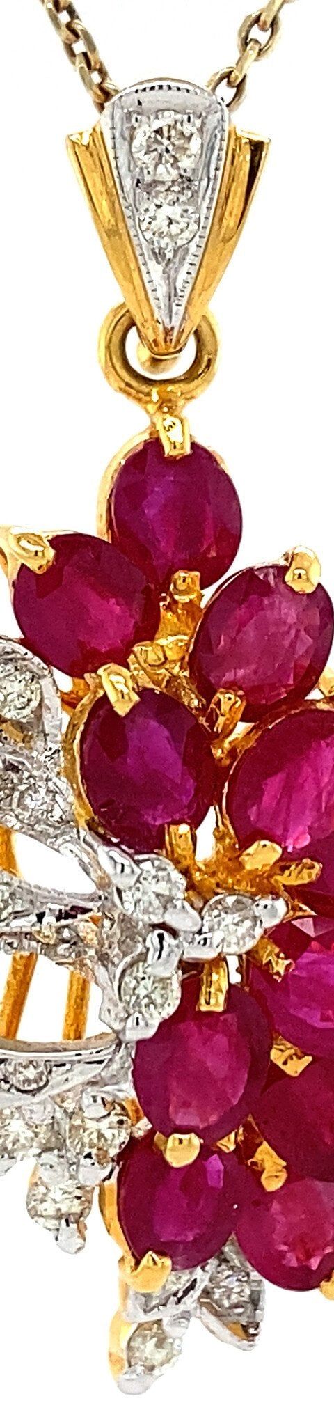 Vintage 14K Gold Pendant with Ruby and Diamond